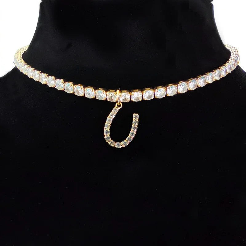 Crystal Initial Butterfly Tennis Necklace