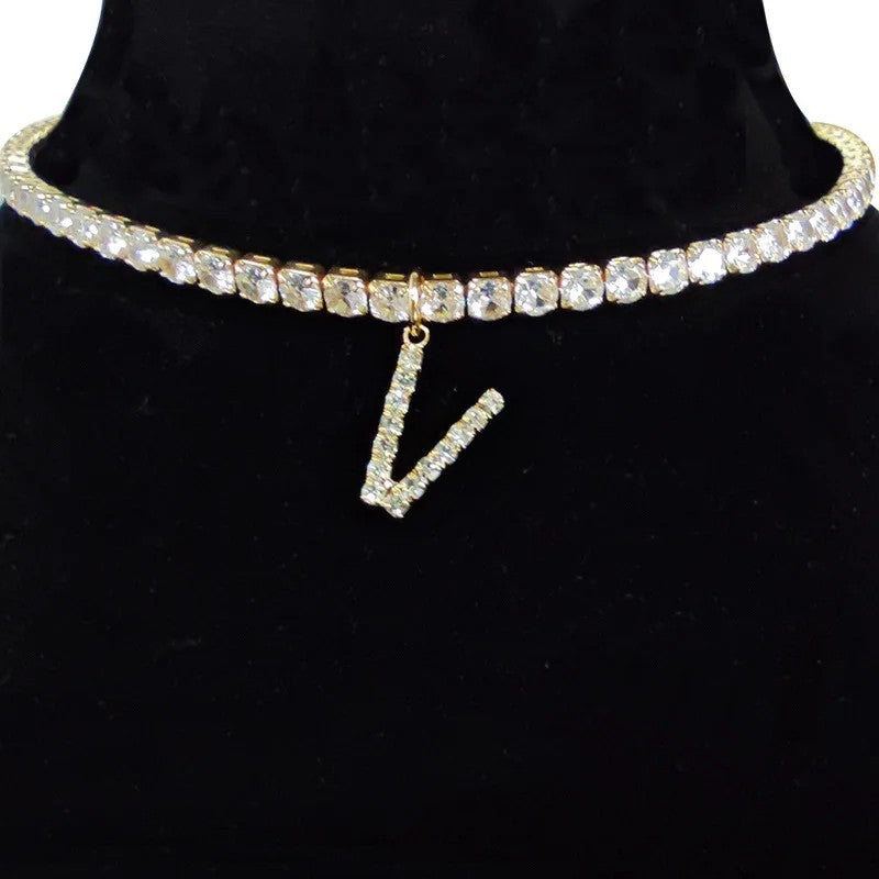 Crystal Initial Butterfly Tennis Necklace