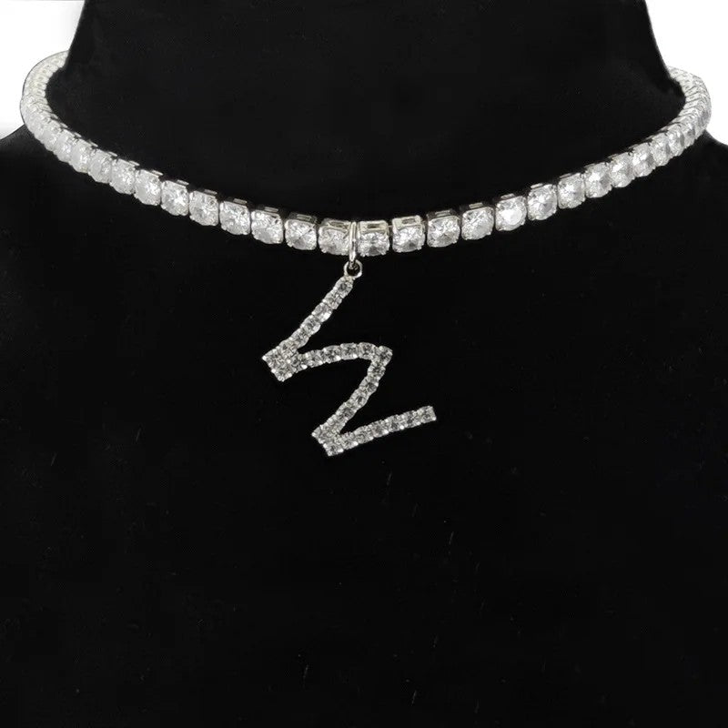 Crystal Initial Butterfly Tennis Necklace