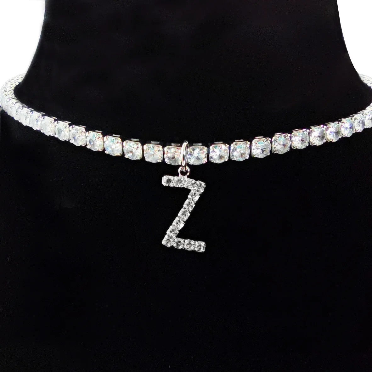 Crystal Initial Butterfly Tennis Necklace