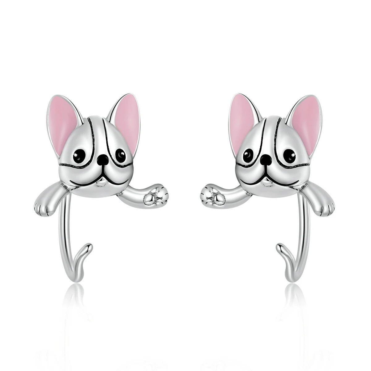 Pink Ear French Bulldog Stud Earrings