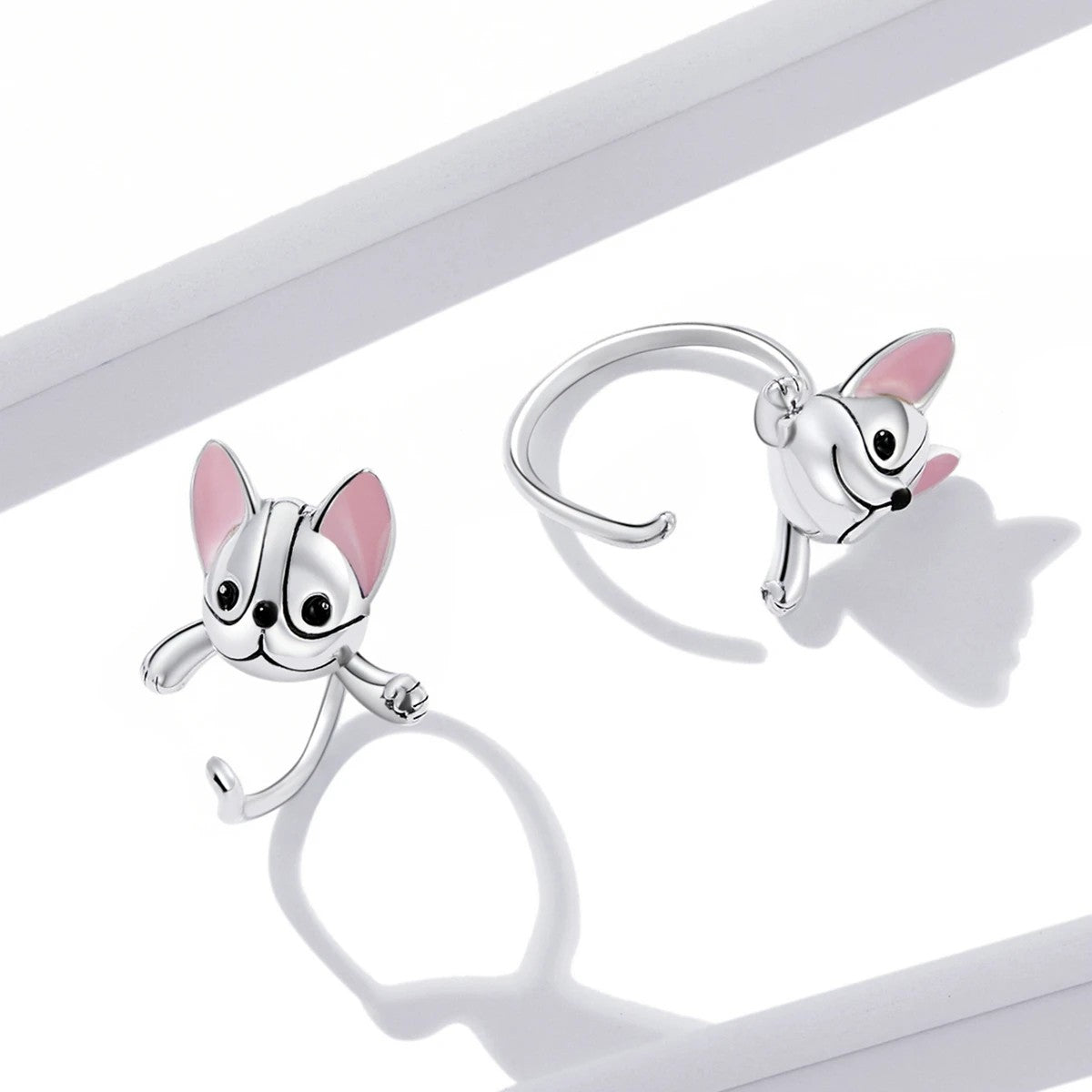 Pink Ear French Bulldog Stud Earrings