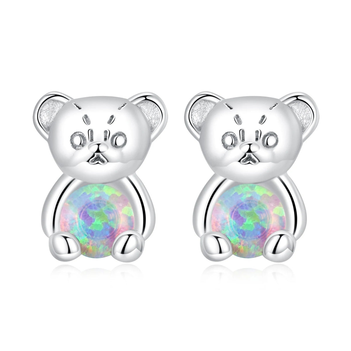 Opal Bear Stud Earrings