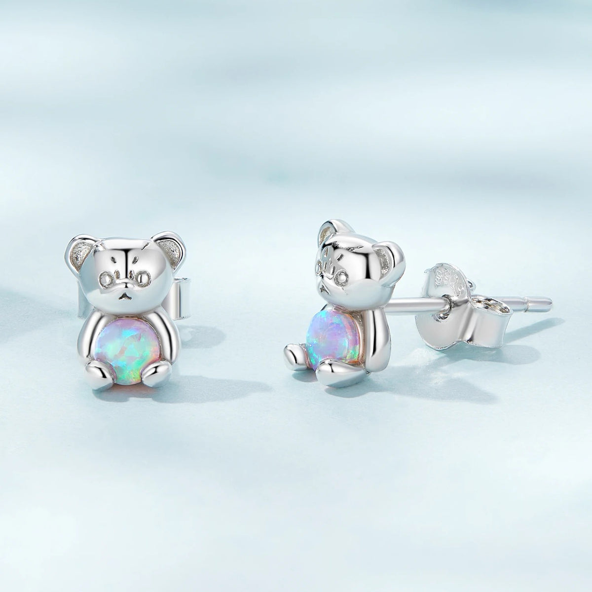 Opal Bear Stud Earrings