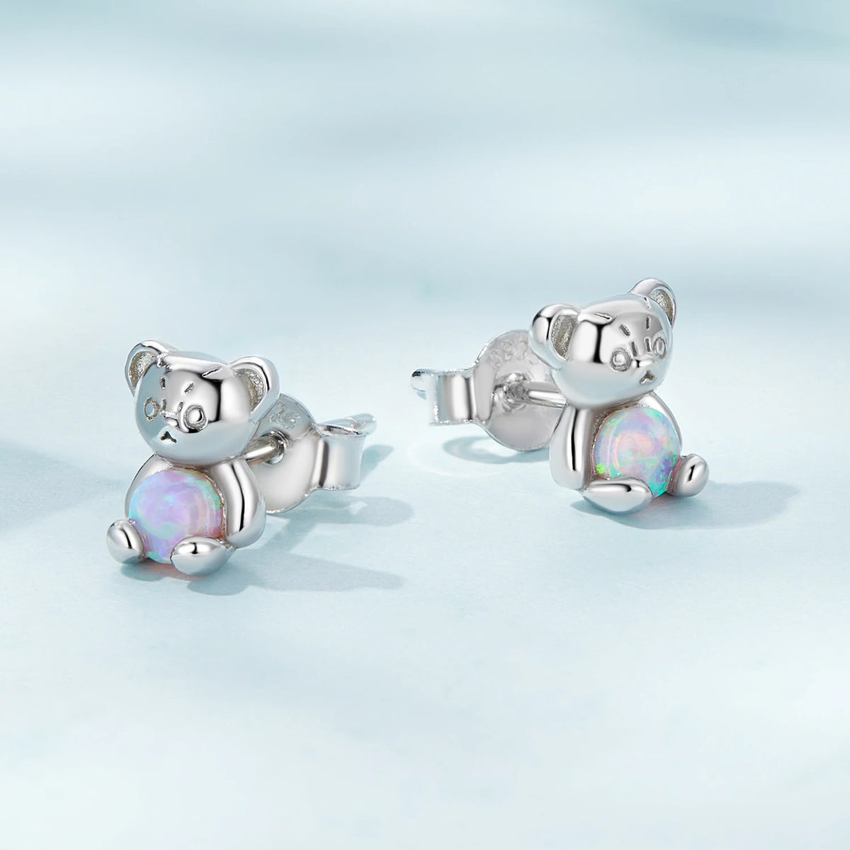 Opal Bear Stud Earrings