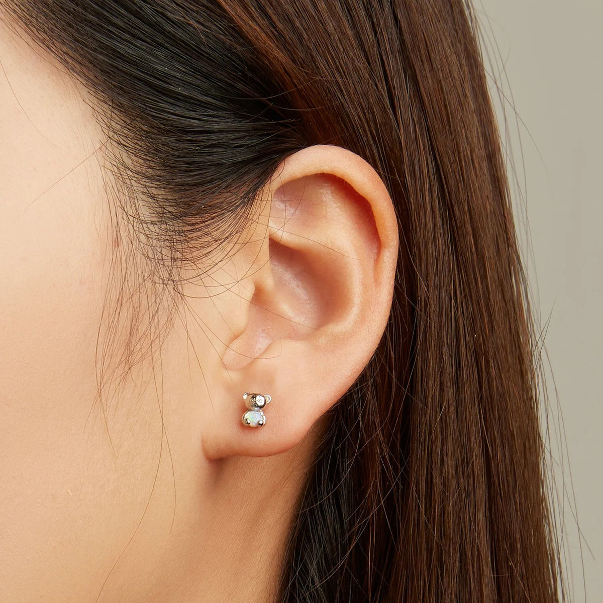 Opal Bear Stud Earrings