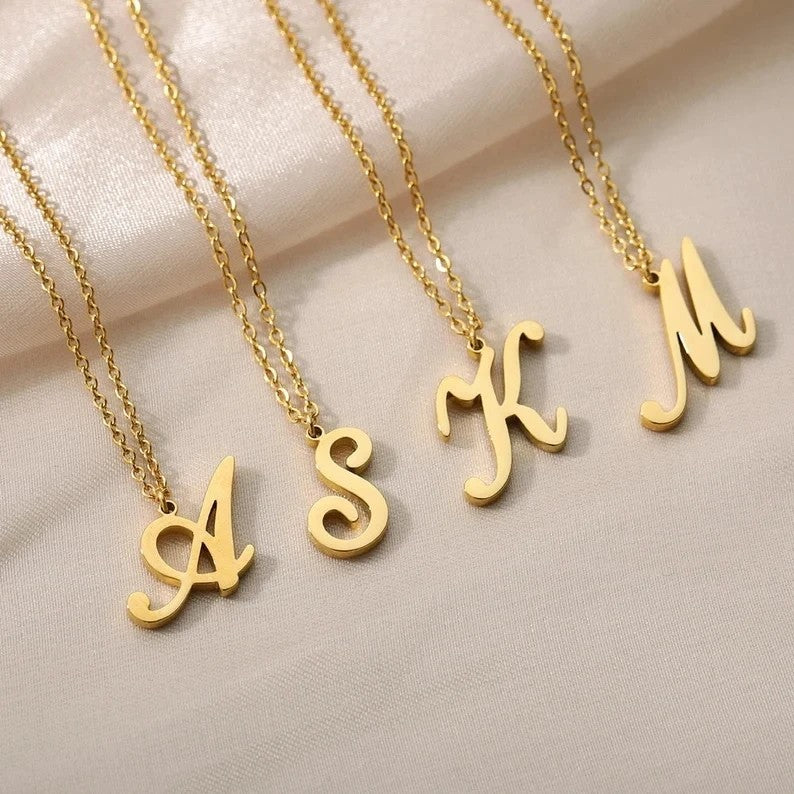 Script Initial Cable Link Necklace