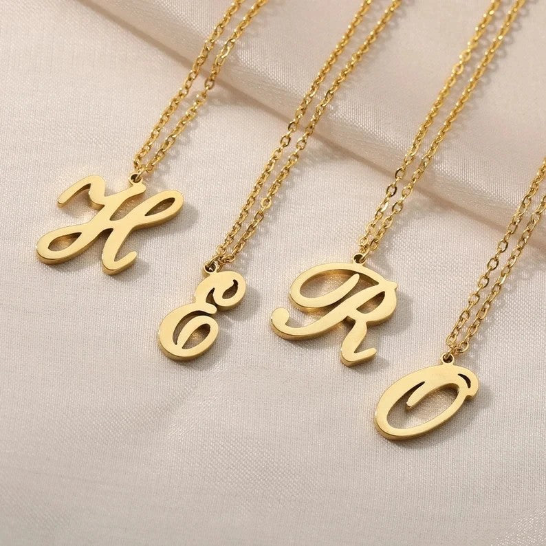 Script Initial Cable Link Necklace