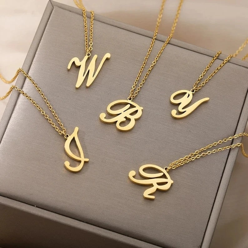 Script Initial Cable Link Necklace