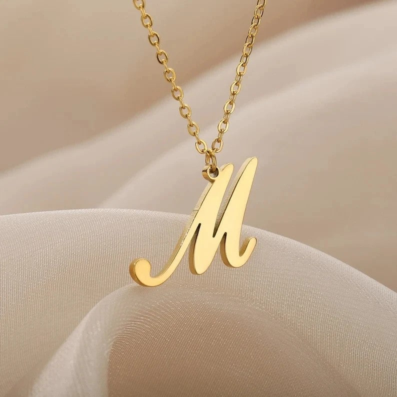 Script Initial Cable Link Necklace