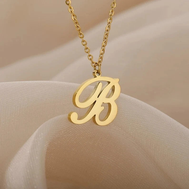 Script Initial Cable Link Necklace