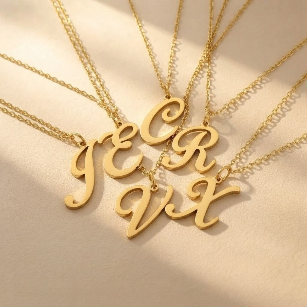 Script Initial Cable Link Necklace