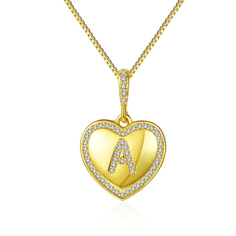Zircon Heart Initial Necklace