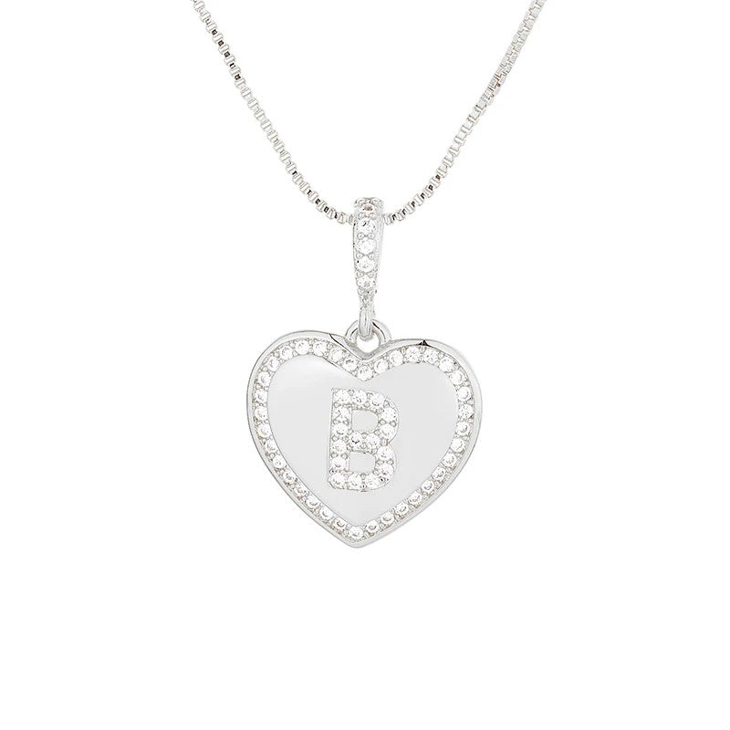 Zircon Heart Initial Necklace