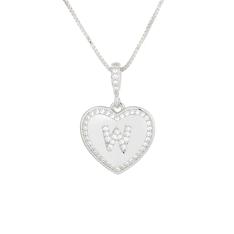 Zircon Heart Initial Necklace