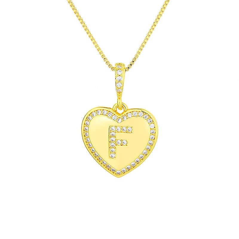 Zircon Heart Initial Necklace