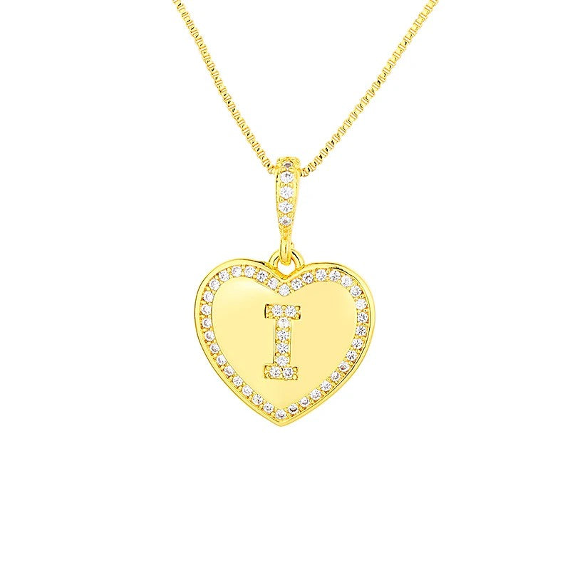 Zircon Heart Initial Necklace