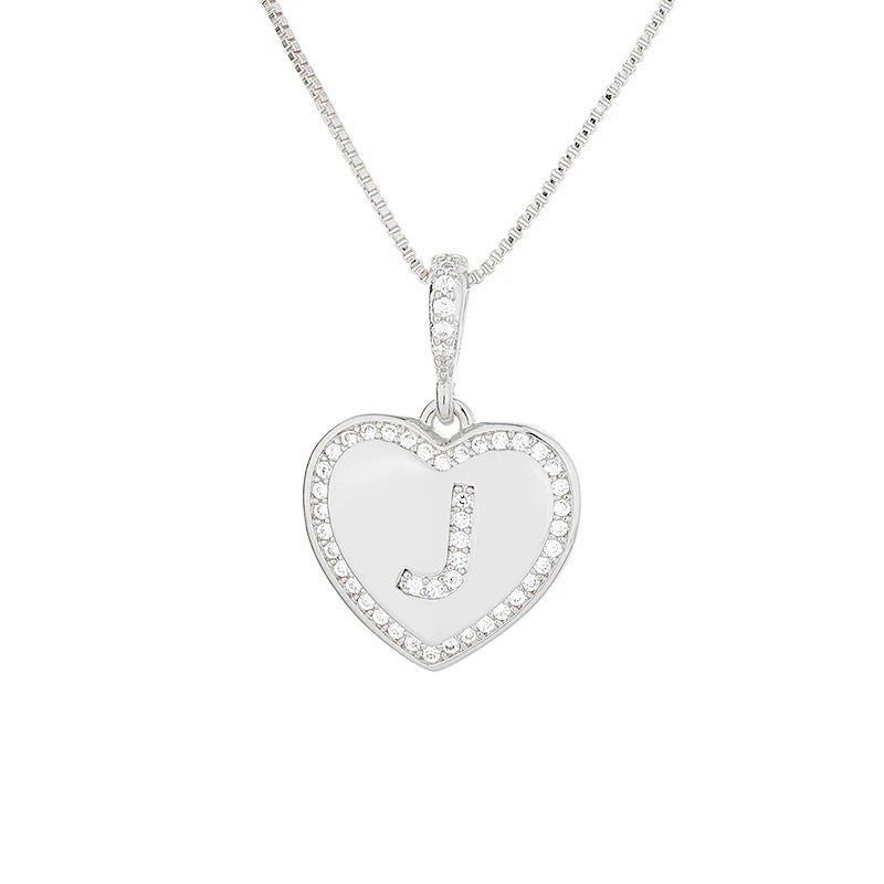 Zircon Heart Initial Necklace