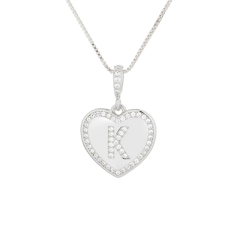 Zircon Heart Initial Necklace