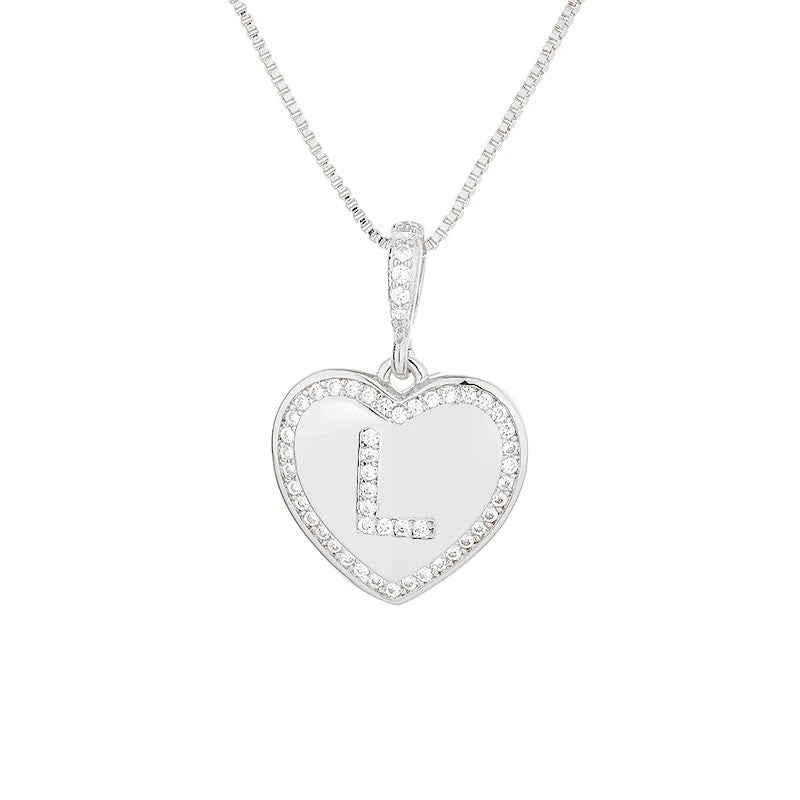 Zircon Heart Initial Necklace