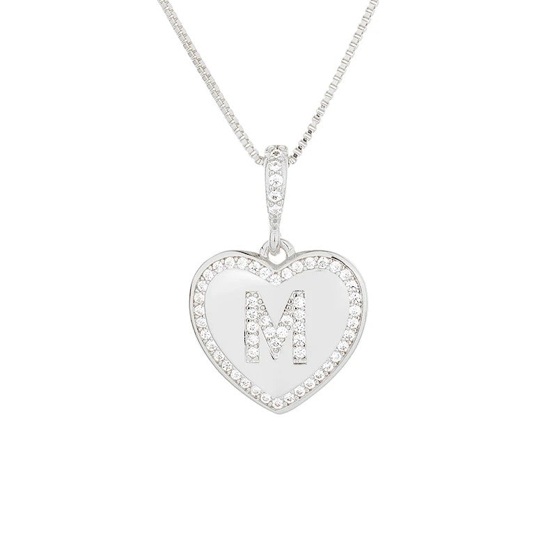 Zircon Heart Initial Necklace