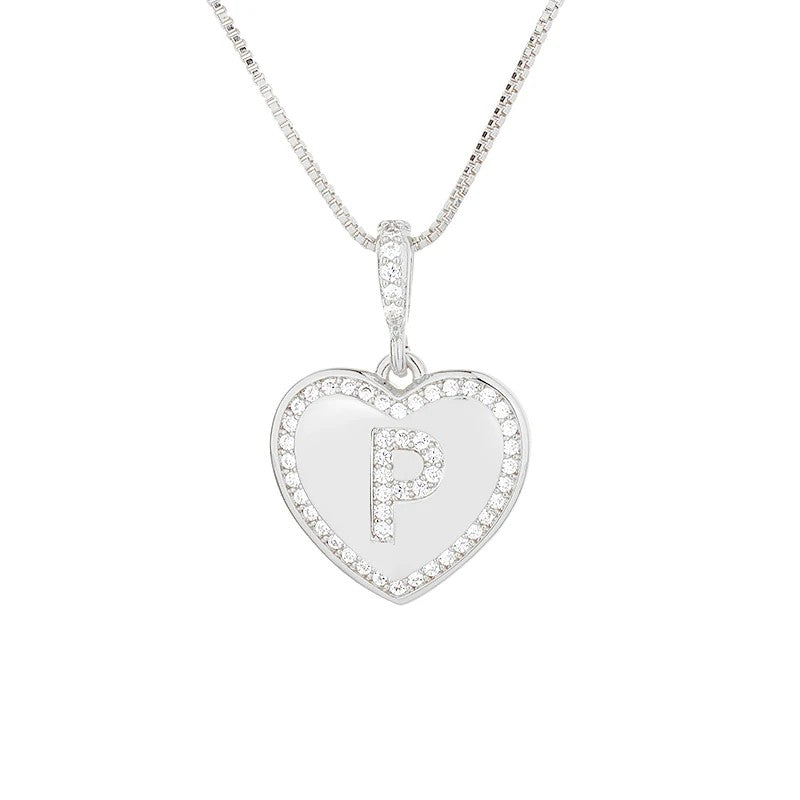 Zircon Heart Initial Necklace