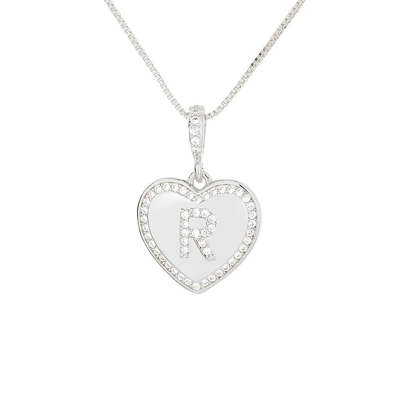 Zircon Heart Initial Necklace