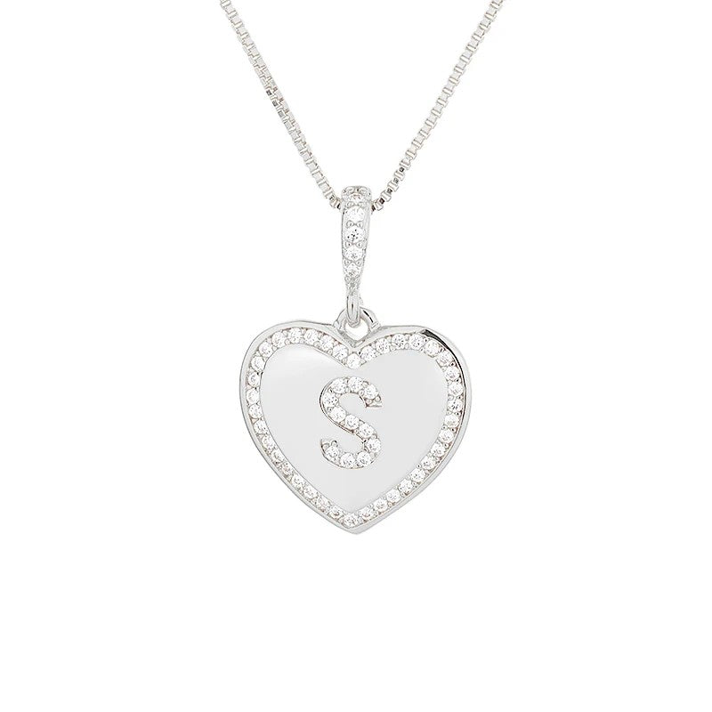 Zircon Heart Initial Necklace