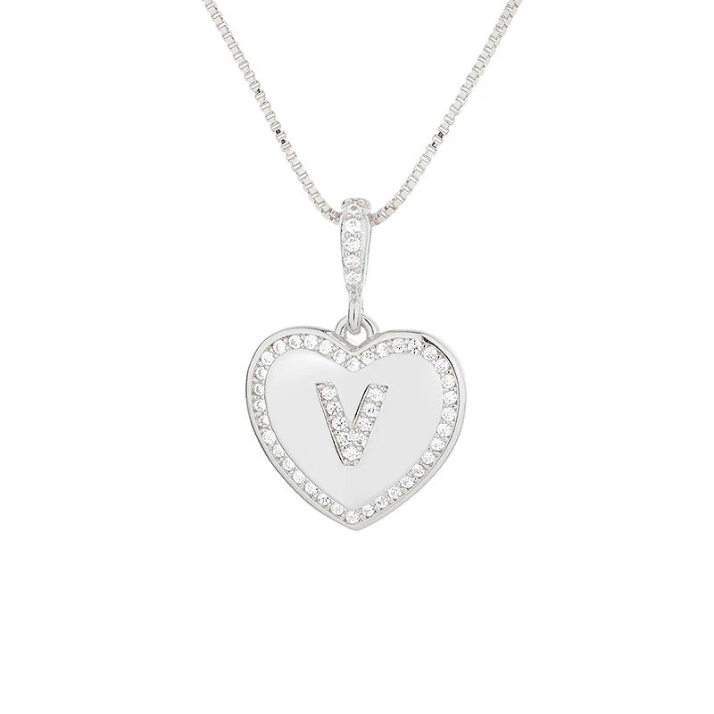 Zircon Heart Initial Necklace