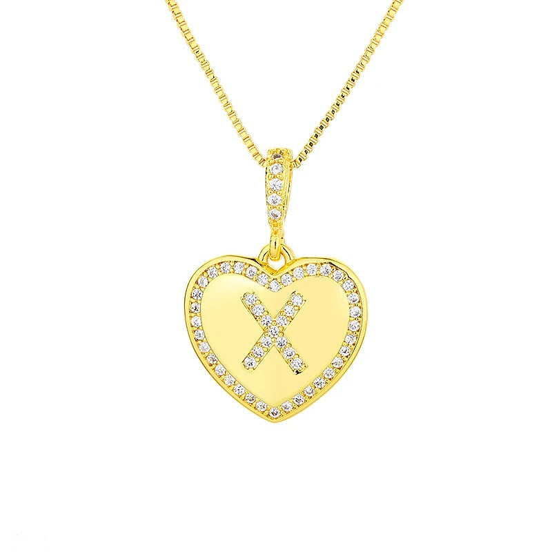 Zircon Heart Initial Necklace