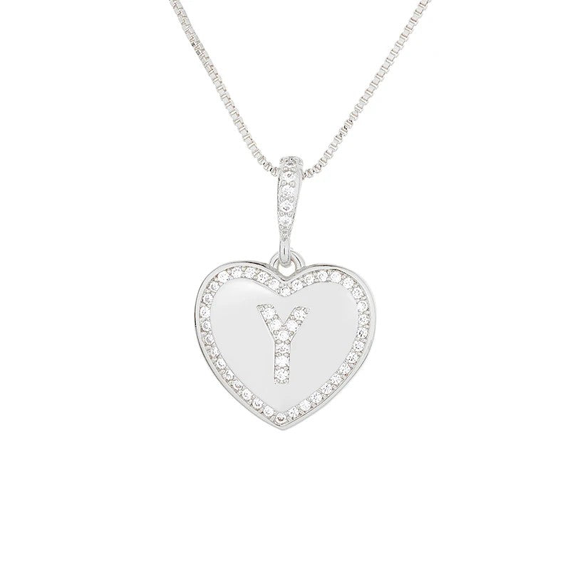 Zircon Heart Initial Necklace