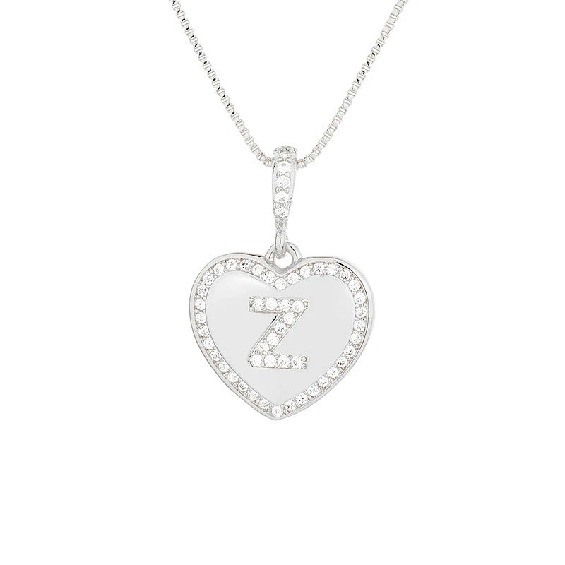 Zircon Heart Initial Necklace