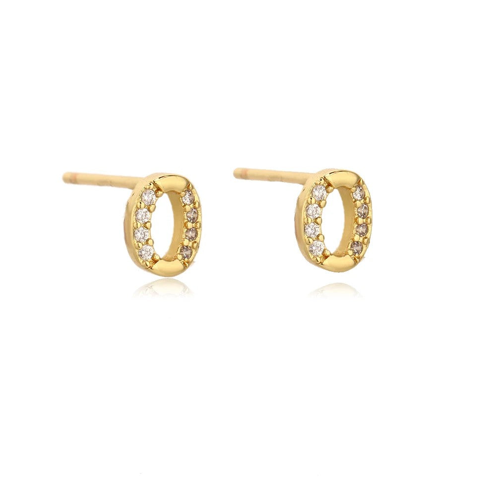 Crystal Initial W Stud Earrings
