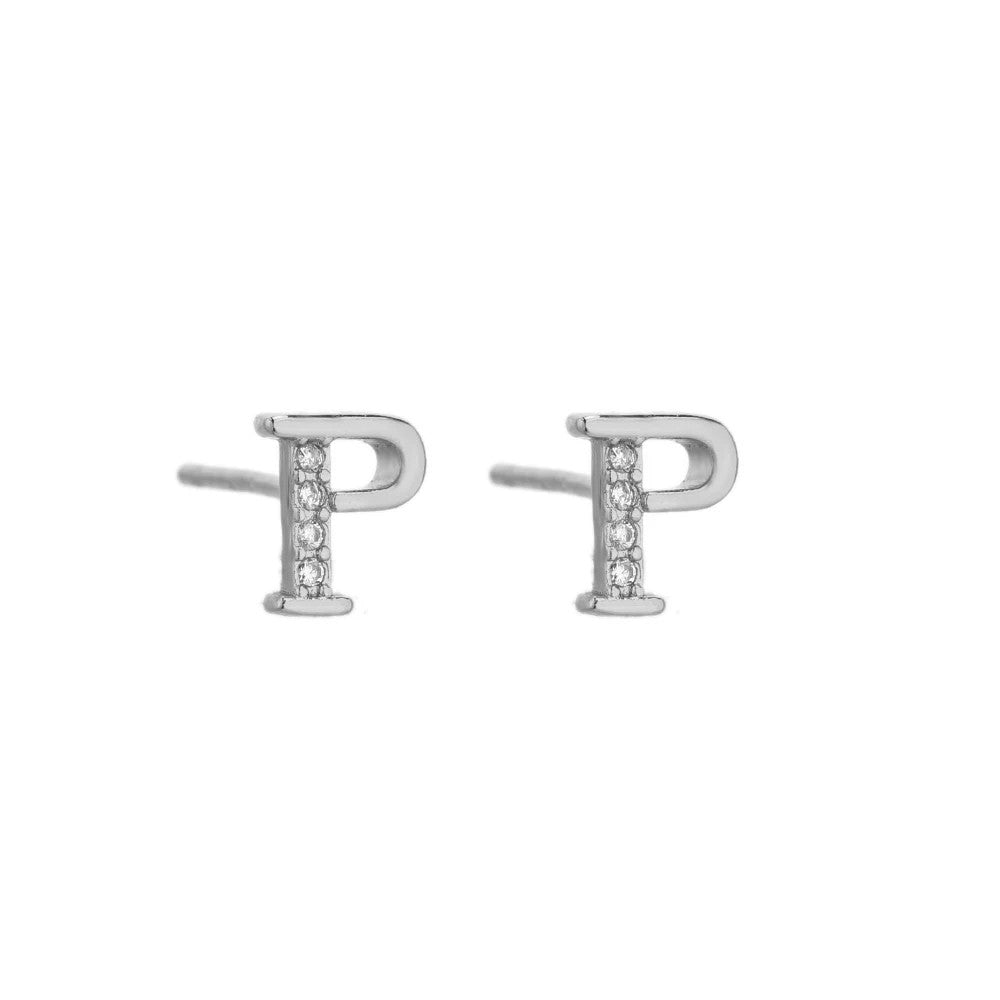 Crystal Initial W Stud Earrings