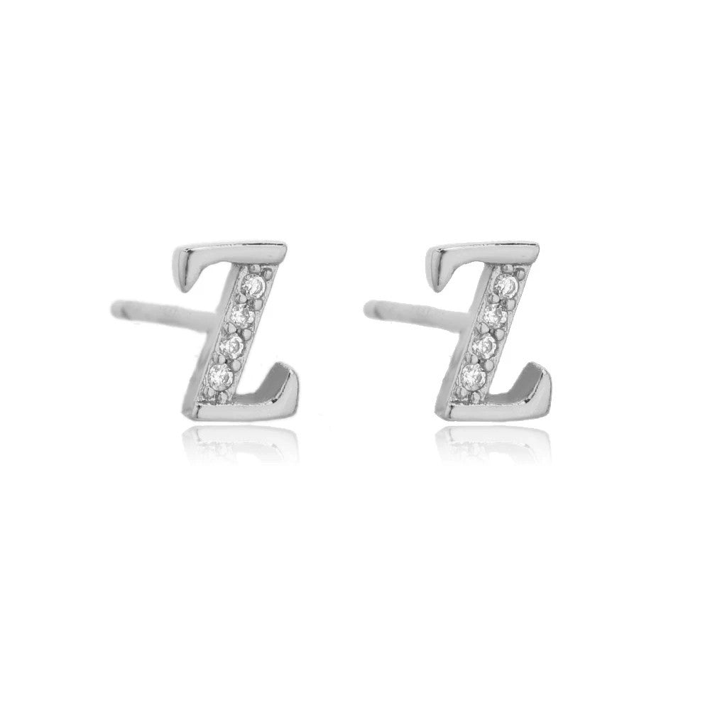 Crystal Initial W Stud Earrings