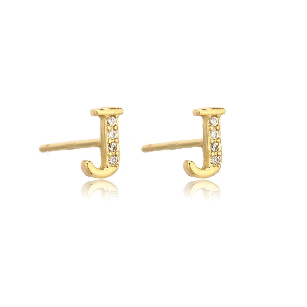 Crystal Initial W Stud Earrings