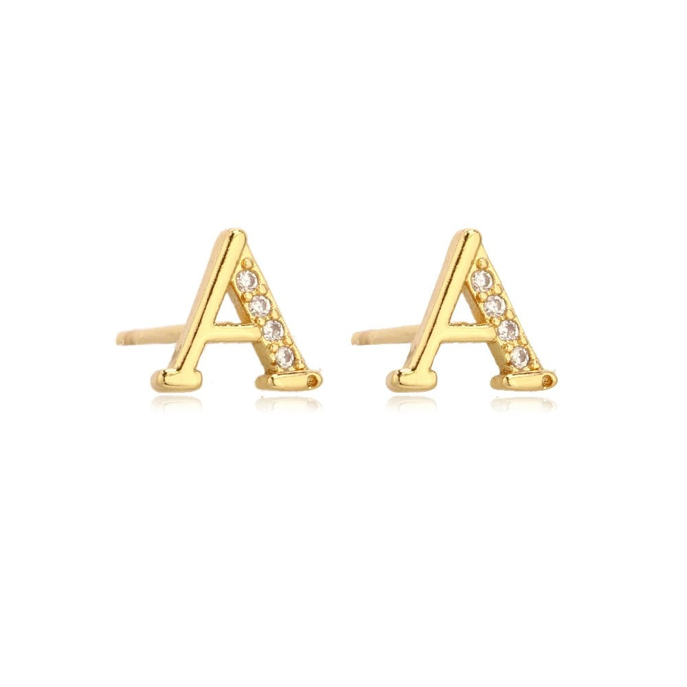 Crystal Initial W Stud Earrings