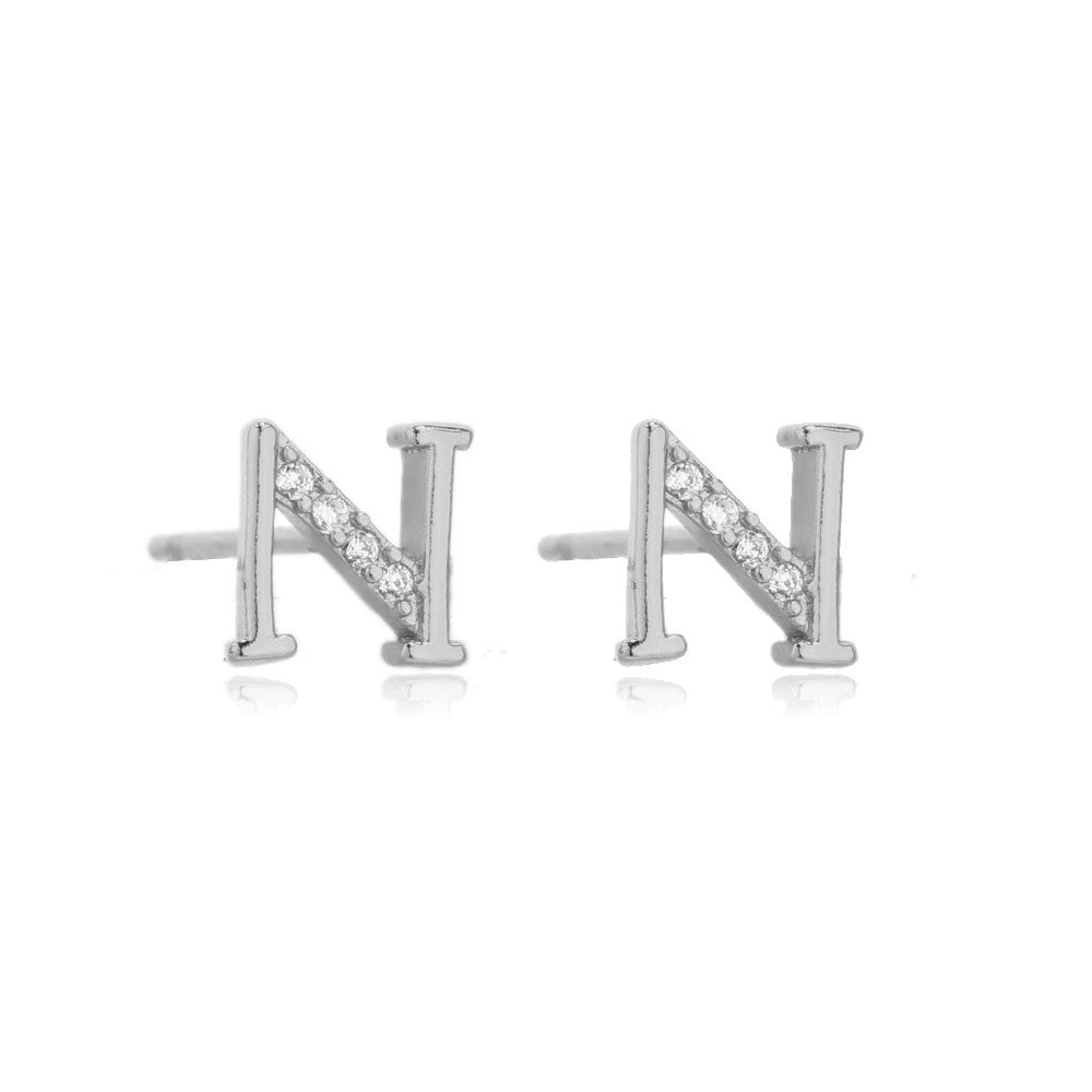Crystal Initial W Stud Earrings