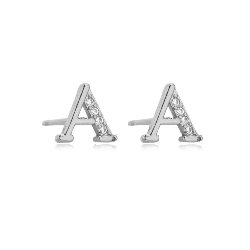 Crystal Initial W Stud Earrings