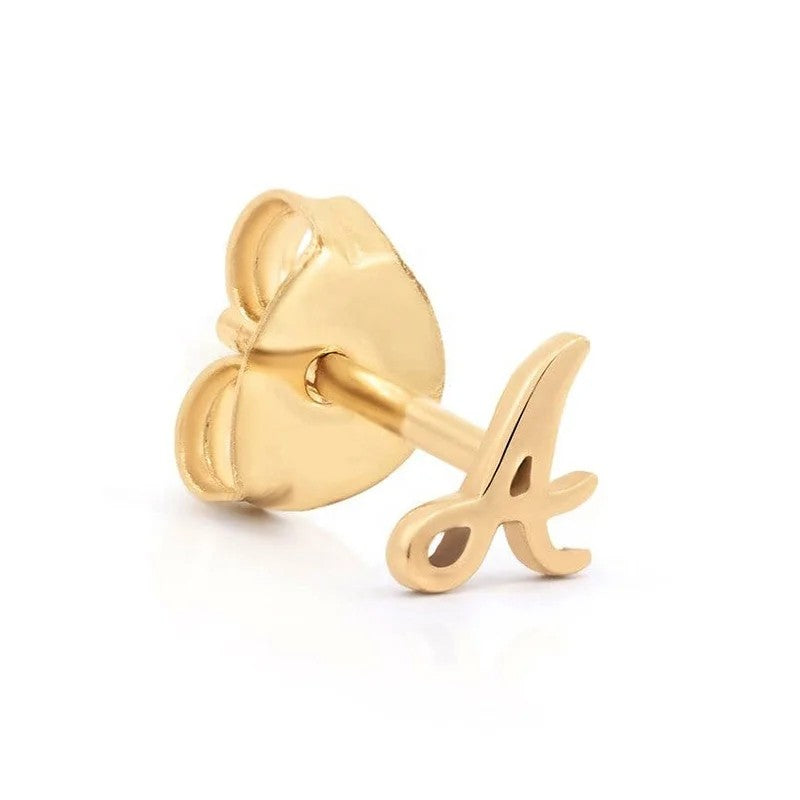 Cursive Letter A Stud Earrings