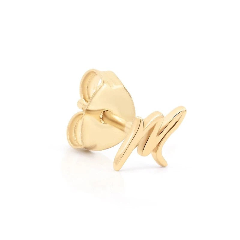 Cursive Letter A Stud Earrings