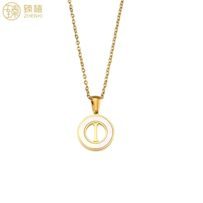 Shell Initial Disc Necklace