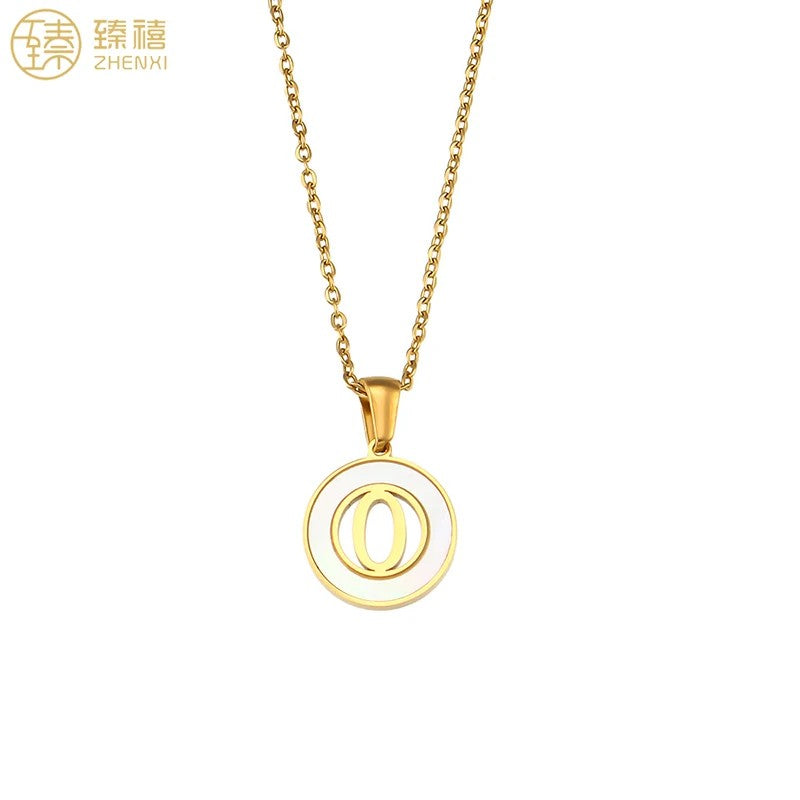 Shell Initial Disc Necklace