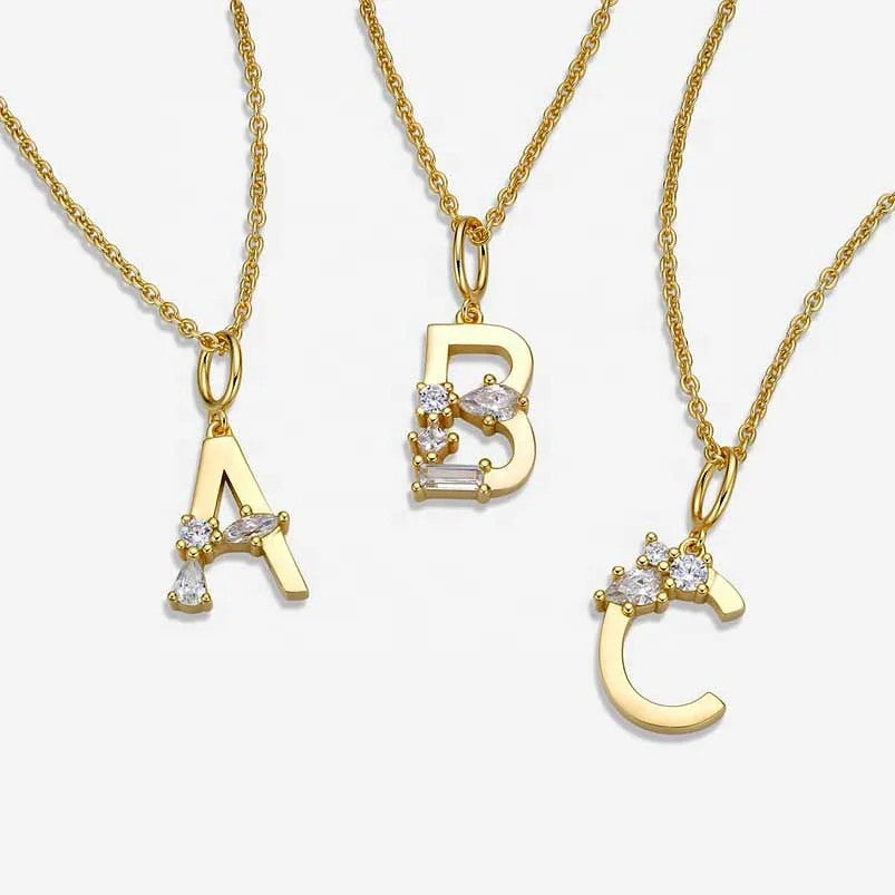 Mixed Cut Crystal Initial Necklace