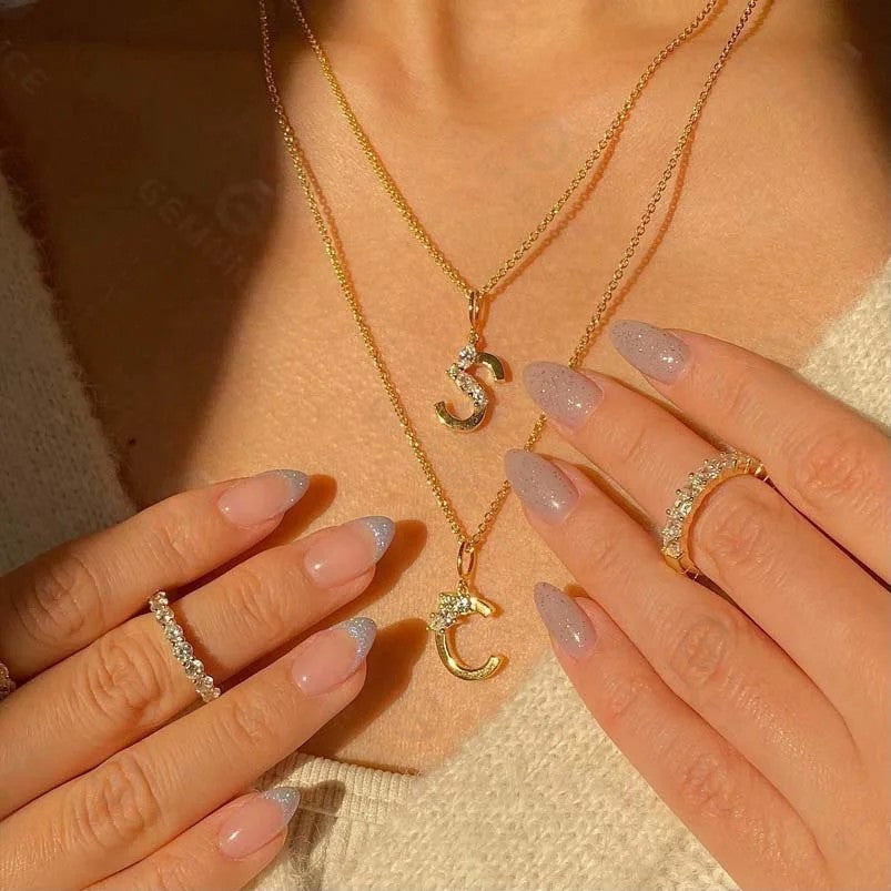 Mixed Cut Crystal Initial Necklace