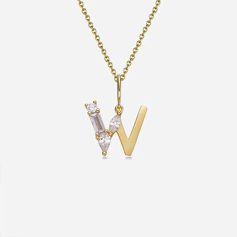Mixed Cut Crystal Initial Necklace