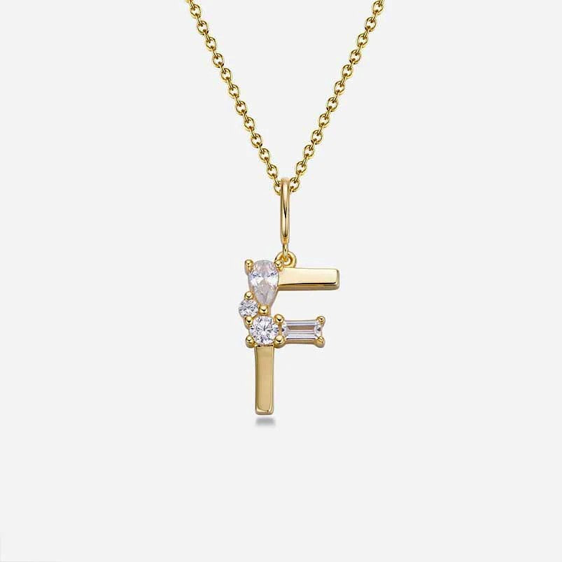 Mixed Cut Crystal Initial Necklace