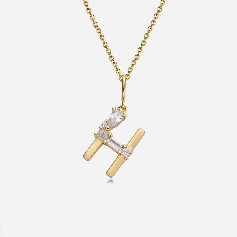 Mixed Cut Crystal Initial Necklace
