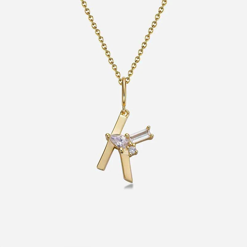 Mixed Cut Crystal Initial Necklace