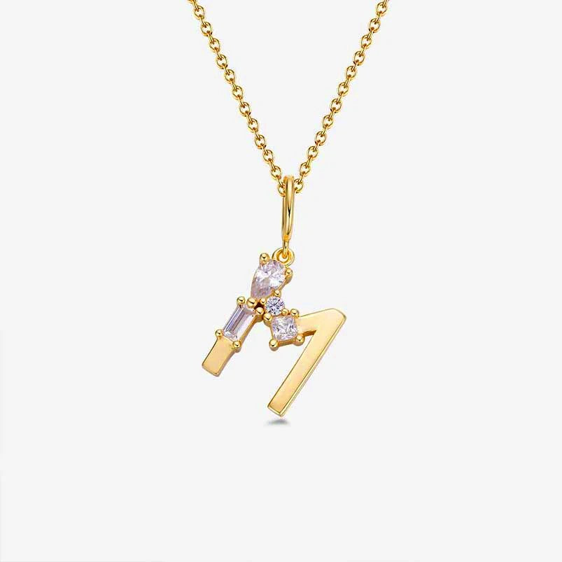 Mixed Cut Crystal Initial Necklace
